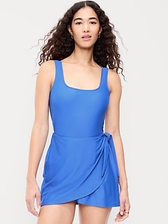 Matte Side-Tie Swim Dress