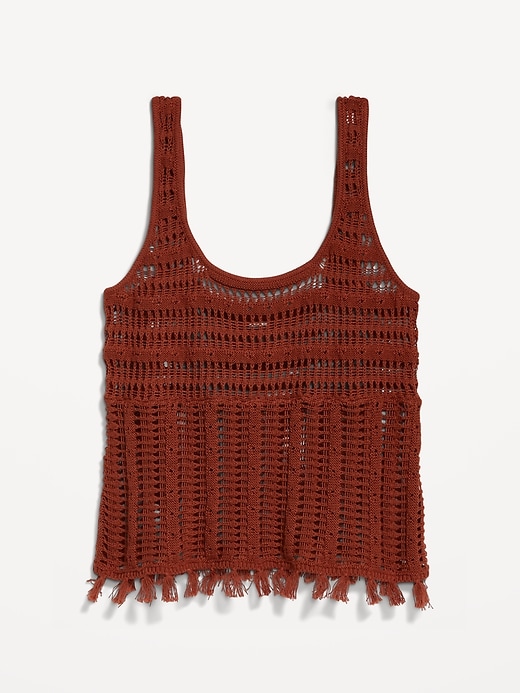 Image number 4 showing, Open-Weave Fringe Tank Top