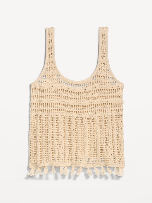Image number 4 showing, Open-Weave Fringe Tank Top