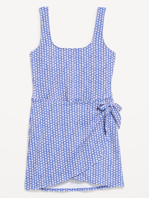 Pique Side-Tie Swim Dress