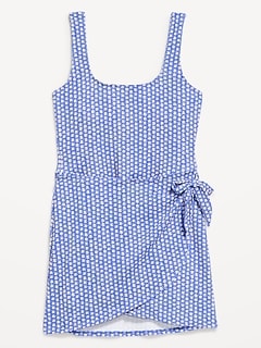 Pique Side-Tie Swim Dress