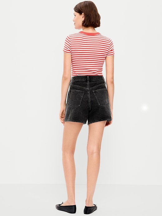 Image number 3 showing, High-Waisted Wow Baggy Jean Shorts -- 5-inch inseam