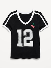 Image number 2 showing, Fitted Short-Sleeve Graphic T-Shirt for Girls