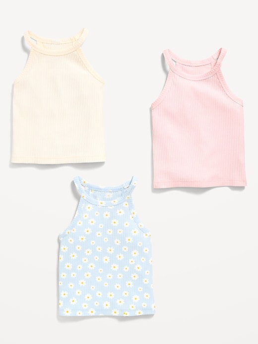 Image number 2 showing, Fitted Halter Tank Tops 3-Pack for Toddler Girls