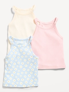 Fitted Halter Tank Tops 3-Pack for Toddler Girls