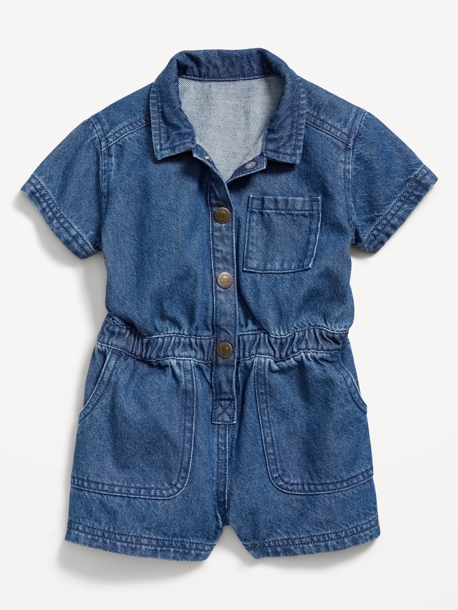 Short-Sleeve Utility Romper for Toddler Girls