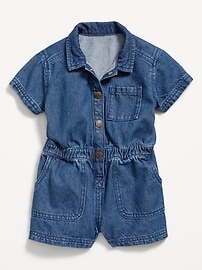 Image number 2 showing, Short-Sleeve Utility Romper for Toddler Girls