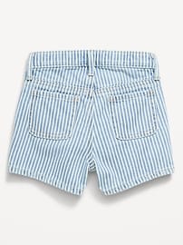 Image number 2 showing, High-Waisted Striped Mariner Jean Shorts for Toddler Girls