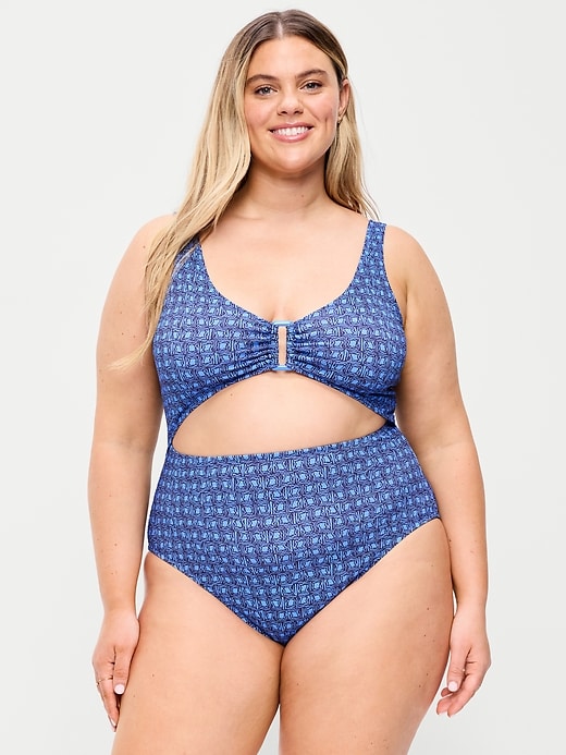 Image number 7 showing, Textured One-Piece Cut-Out Swimsuit