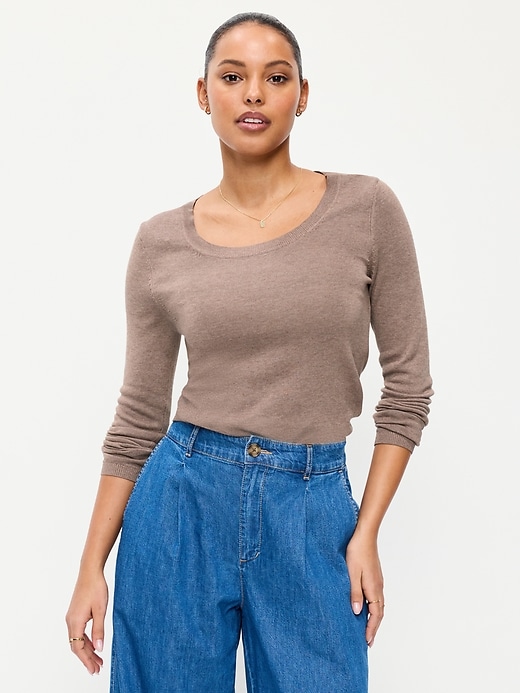 Image number 1 showing, Fitted Scoop-Neck Jersey Sweater