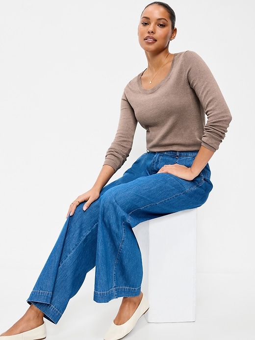 Image number 3 showing, Fitted Scoop-Neck Jersey Sweater