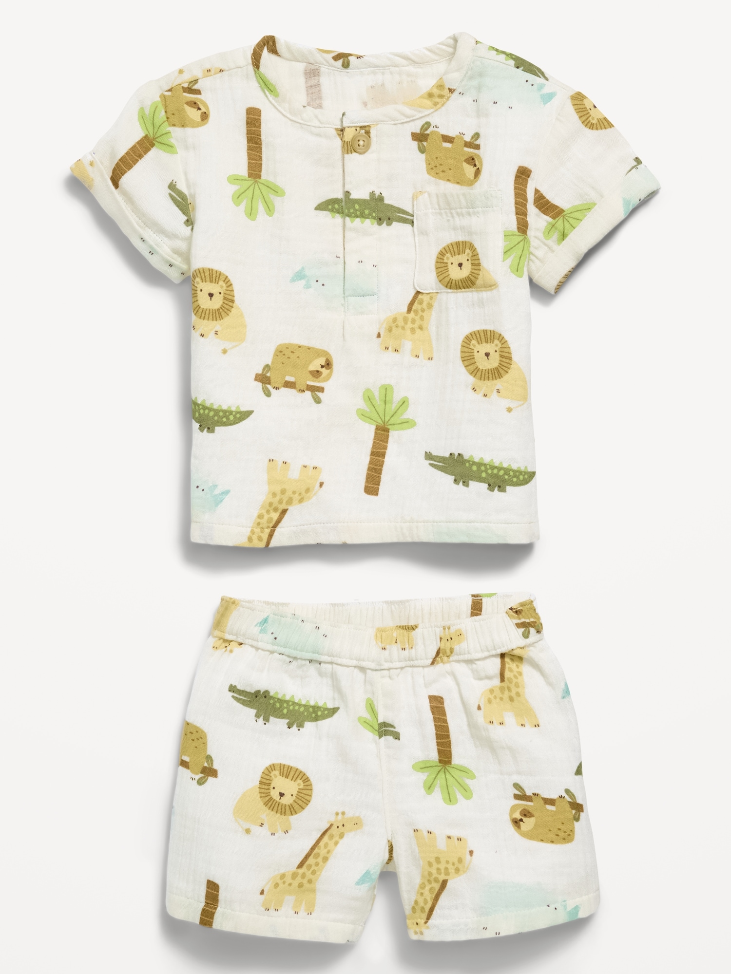Double-Weave Pocket T-Shirt and Shorts Set for Baby
