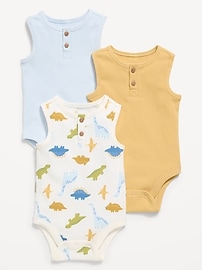 Image number 1 showing, Sleeveless Ribbed Henley Bodysuit 3-Pack for Baby