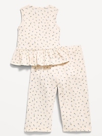 Image number 3 showing, Sleeveless Ribbed Peplum Top and Pants Set for Baby