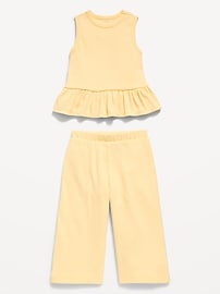 Image number 2 showing, Sleeveless Ribbed Peplum Top and Pants Set for Baby