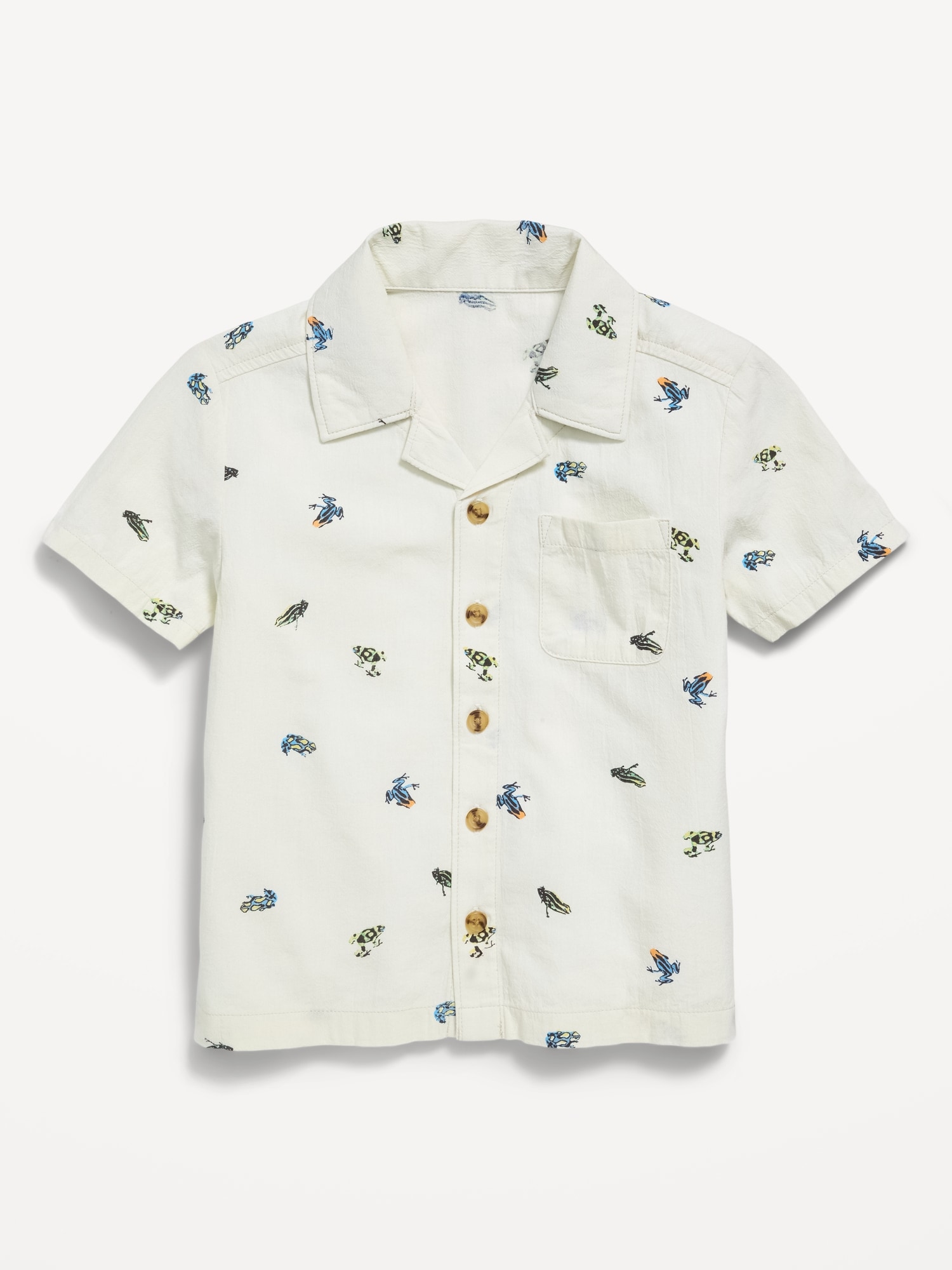 Printed Short-Sleeve Crinkled Pocket Shirt for Toddler Boys