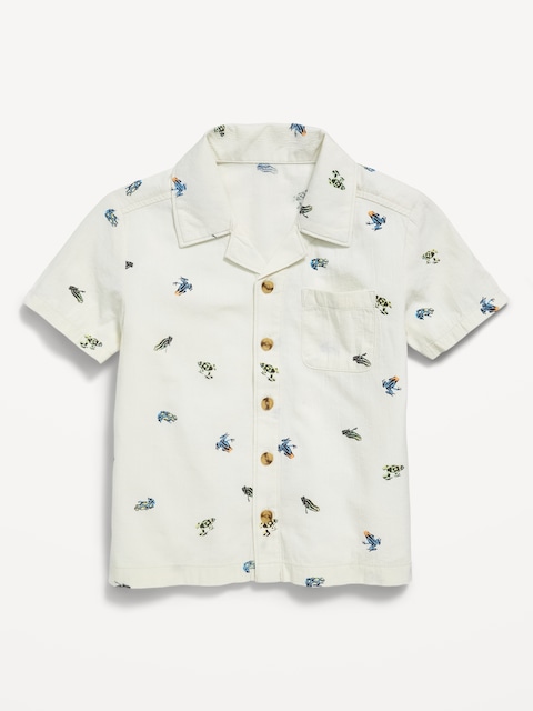 Printed Crinkle Pocket Shirt for Toddler Boys