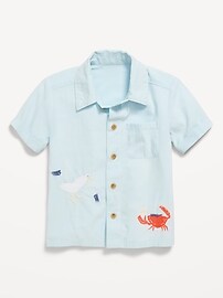 Image number 1 showing, Short-Sleeve Embroidered Shirt for Toddler Boys