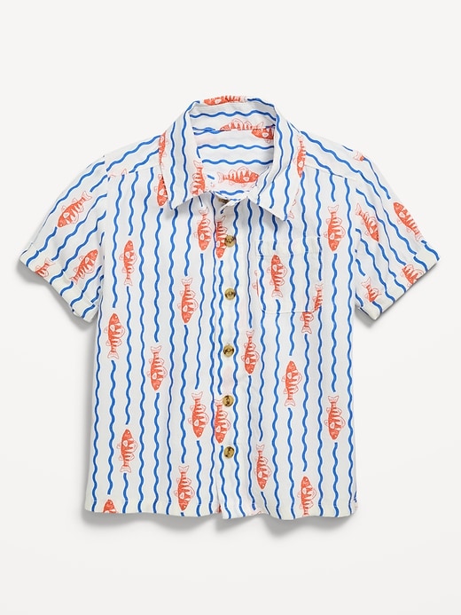 Image number 1 showing, Printed Crinkle Pocket Shirt for Toddler Boys