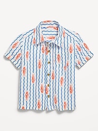 Image number 1 showing, Printed Crinkle Pocket Shirt for Toddler Boys