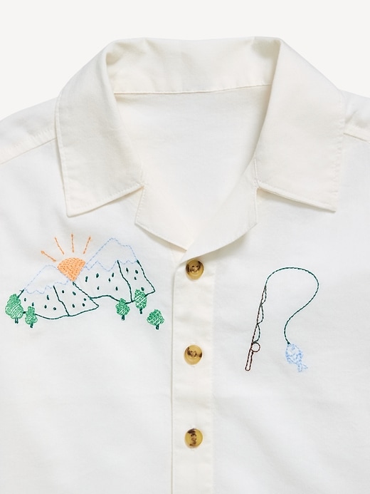 Image number 2 showing, Short-Sleeve Embroidered Shirt for Toddler Boys