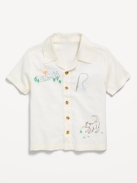 Short-Sleeve Embroidered Shirt for Toddler Boys