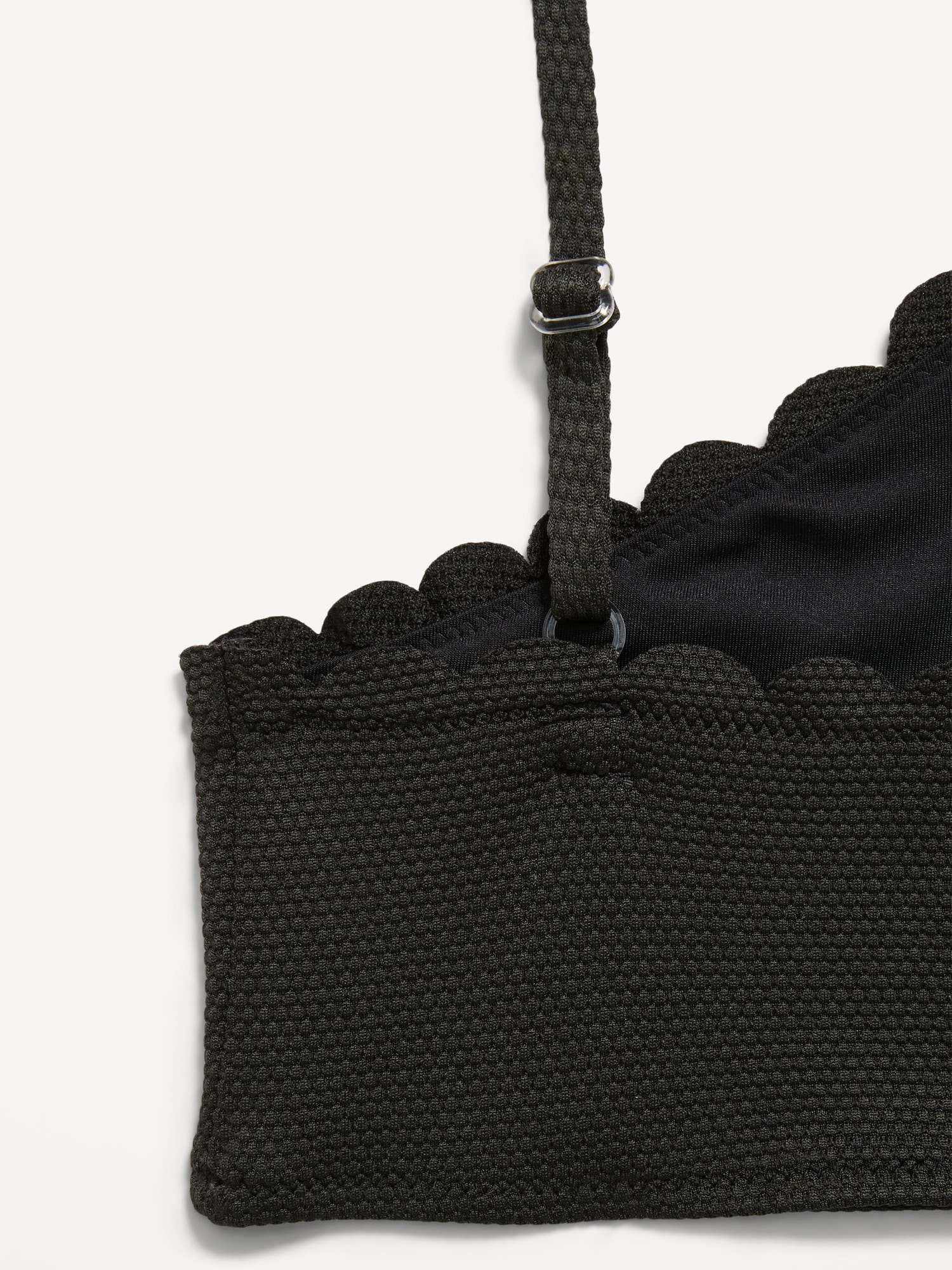 Textured Scallop-Trim Halter Swim Set for Girls