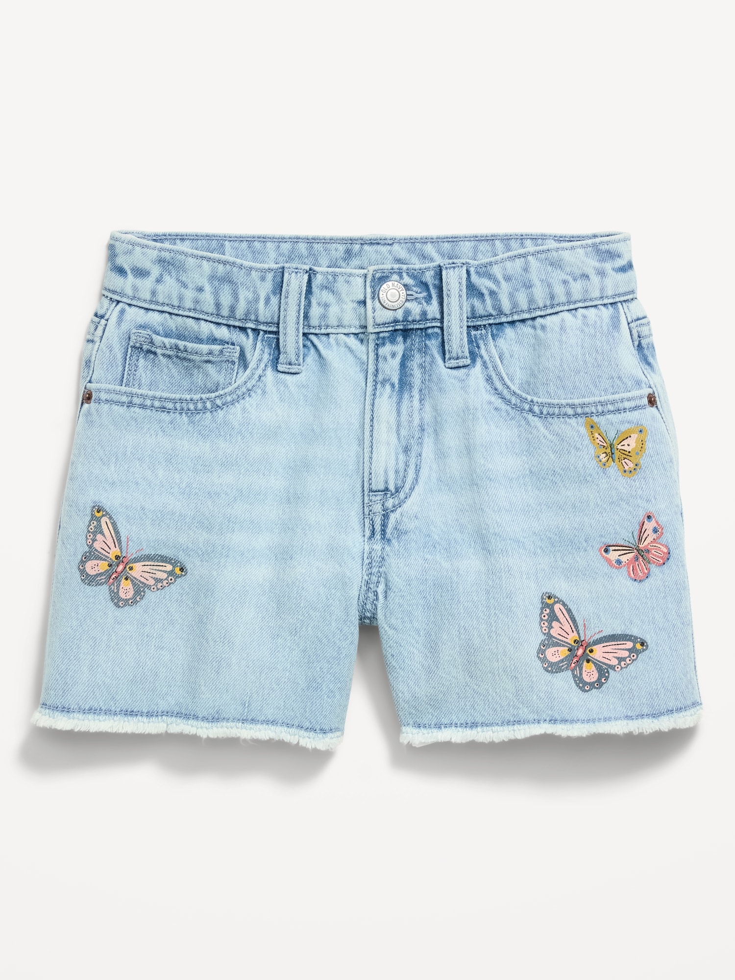 High-Waisted Printed Frayed-Hem Jean Shorts for Girls