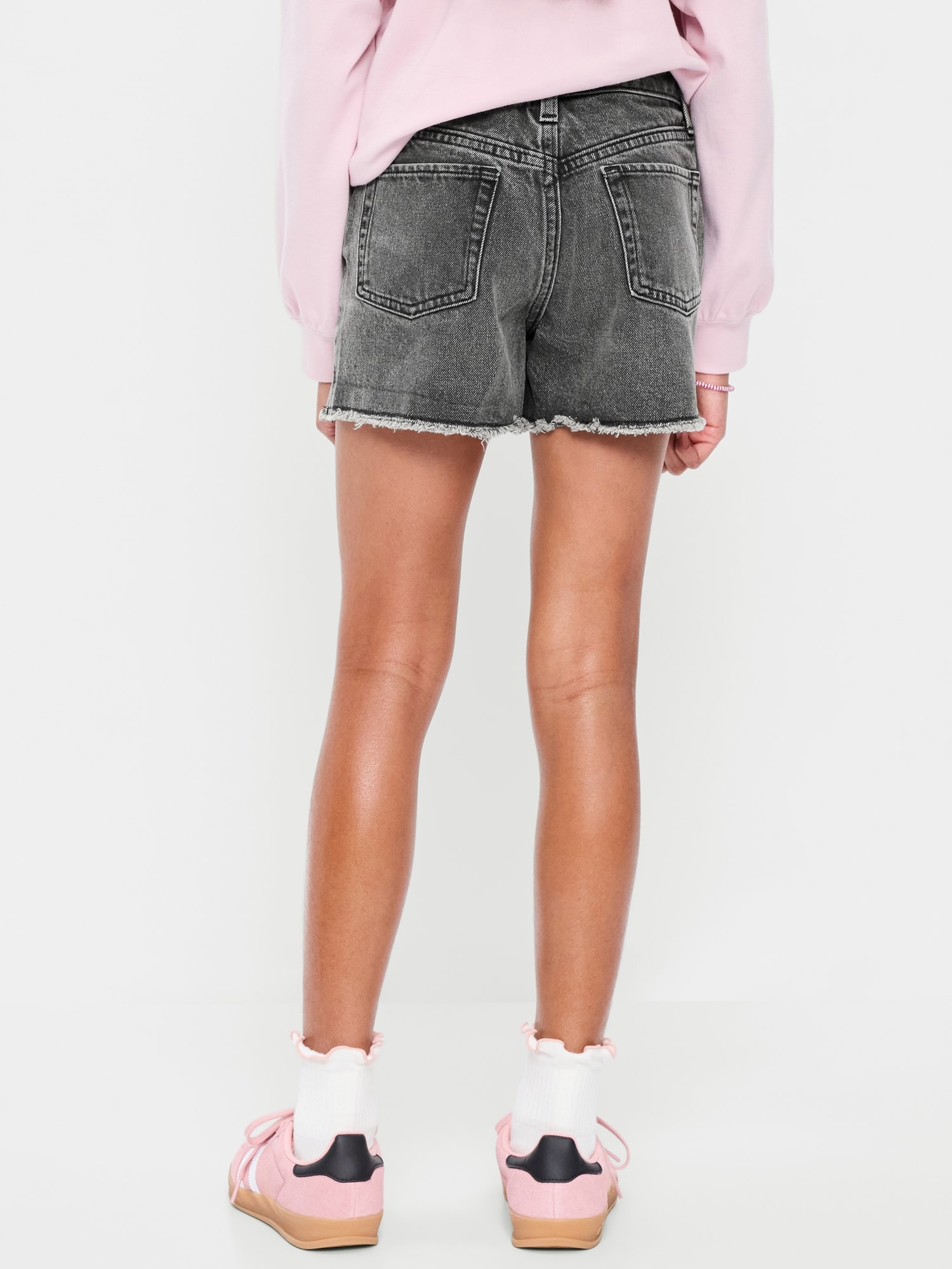 High-Waisted Frayed-Hem Jean Shorts for Girls