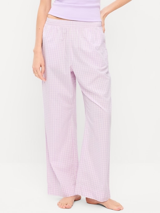 Image number 1 showing, High-Waisted Poplin Pajama Pant