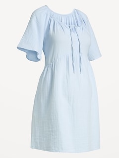 Maternity Flutter-Sleeve Mini Dress