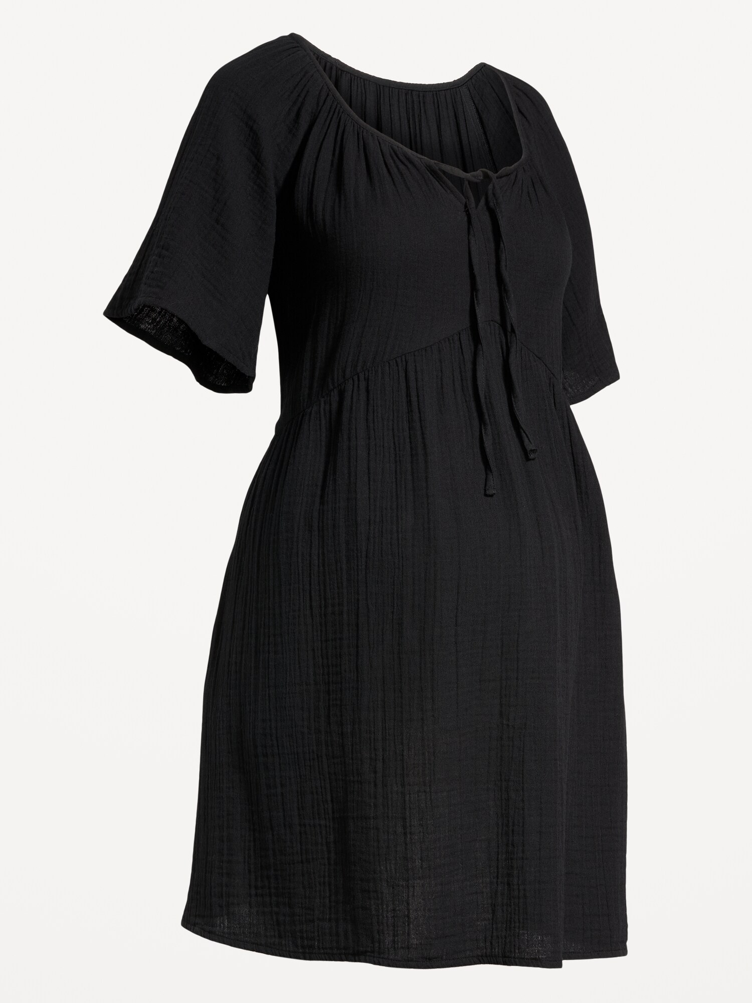 Женское платье Old Navy Maternity Crinkle Gauze Flutter-Sleeve Mini Swing, цвет: Чёрный — фото 4