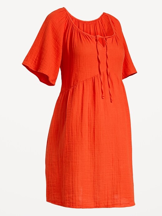 Image number 1 showing, Maternity Flutter-Sleeve Mini Dress