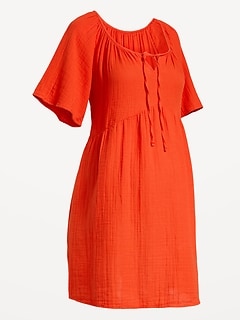 Maternity Flutter-Sleeve Mini Dress