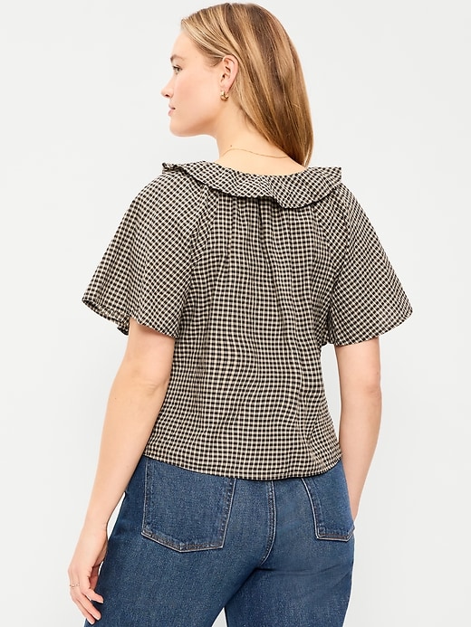 Image number 6 showing, Satin Ruffle Tie-Front Top