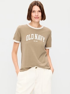 EveryWear Crew-Neck Logo-Graphic Ringer T-Shirt