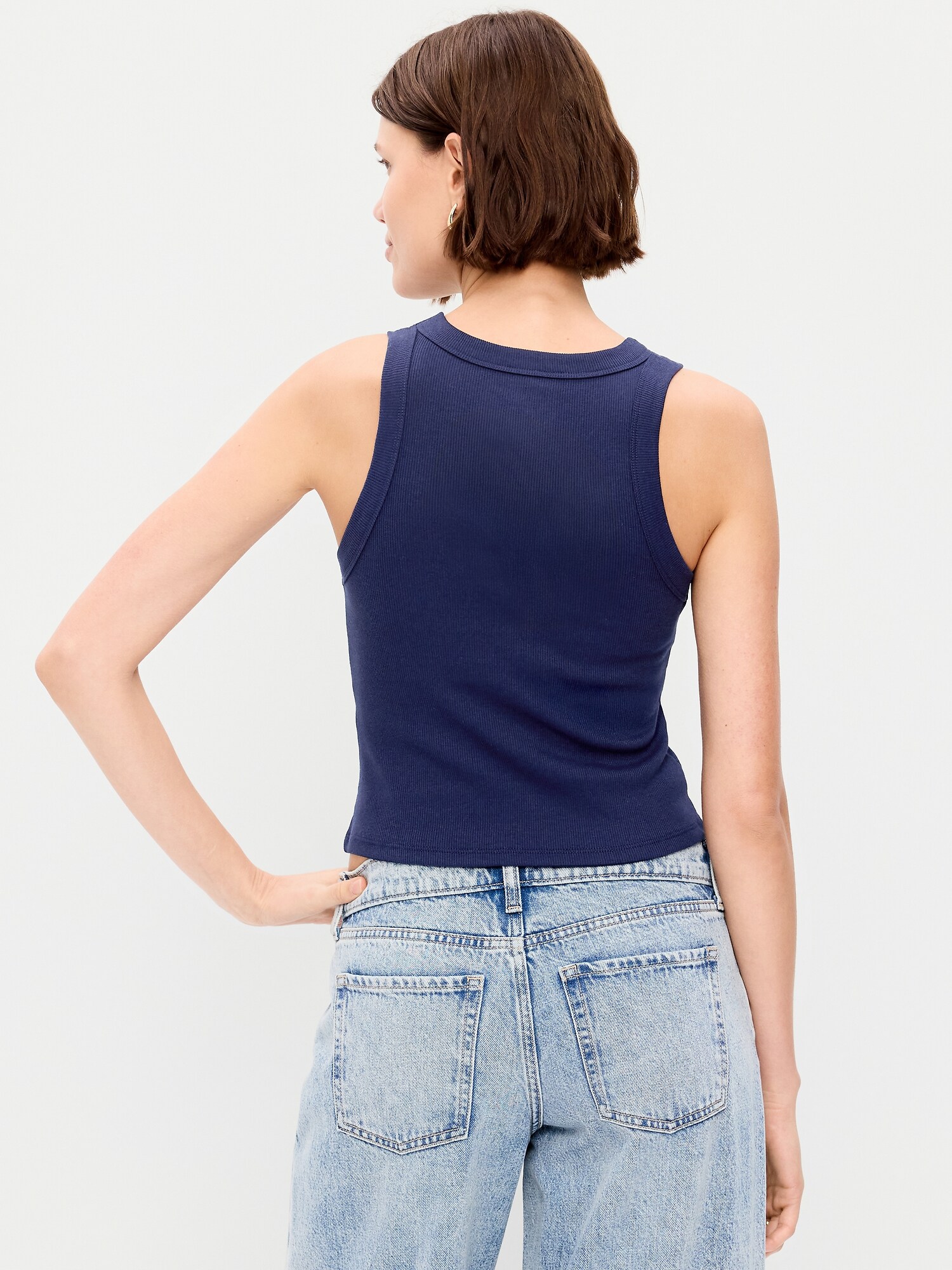 Женский топ Old Navy Crop Ribbed Tank Top, цвет: Arctic Depth — фото 2