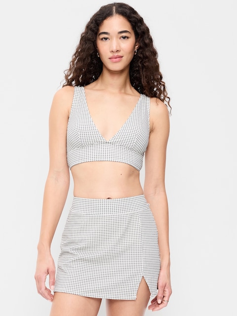 Pique Longline Bikini Swim Top