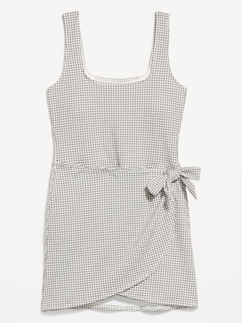 Pique Side-Tie Swim Dress