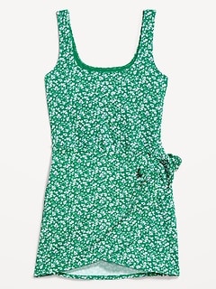 Pique Side-Tie Swim Dress