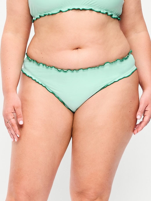 Image number 7 showing, Mid-Rise Ruffle Trim Swim Bottoms