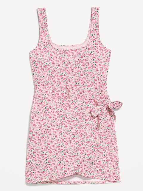 Pique Side-Tie Swim Dress