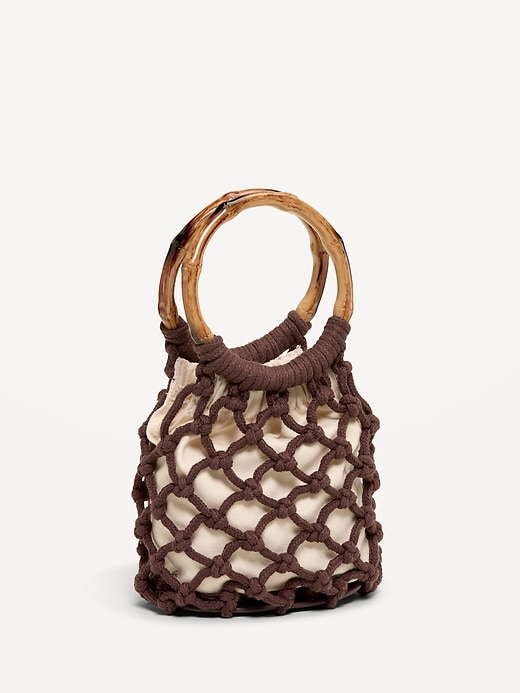 Image number 2 showing, Macrame Ring Handle Bag