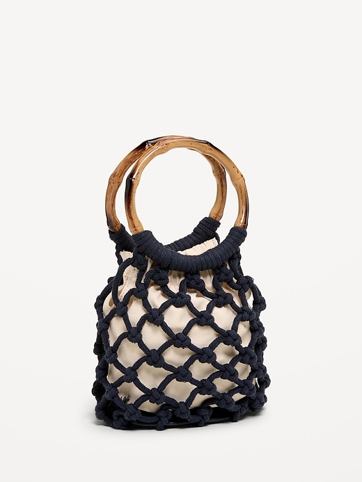 Image number 2 showing, Macrame Ring Handle Bag