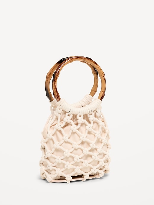 Image number 1 showing, Macrame Ring Handle Bag