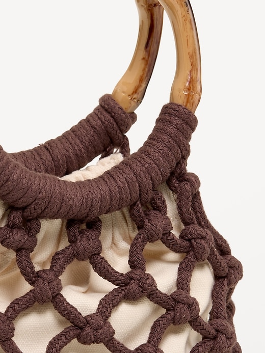 Image number 4 showing, Macrame Ring Handle Bag