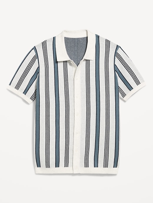 Image number 3 showing, Short-Sleeve Striped Sweater Shirt
