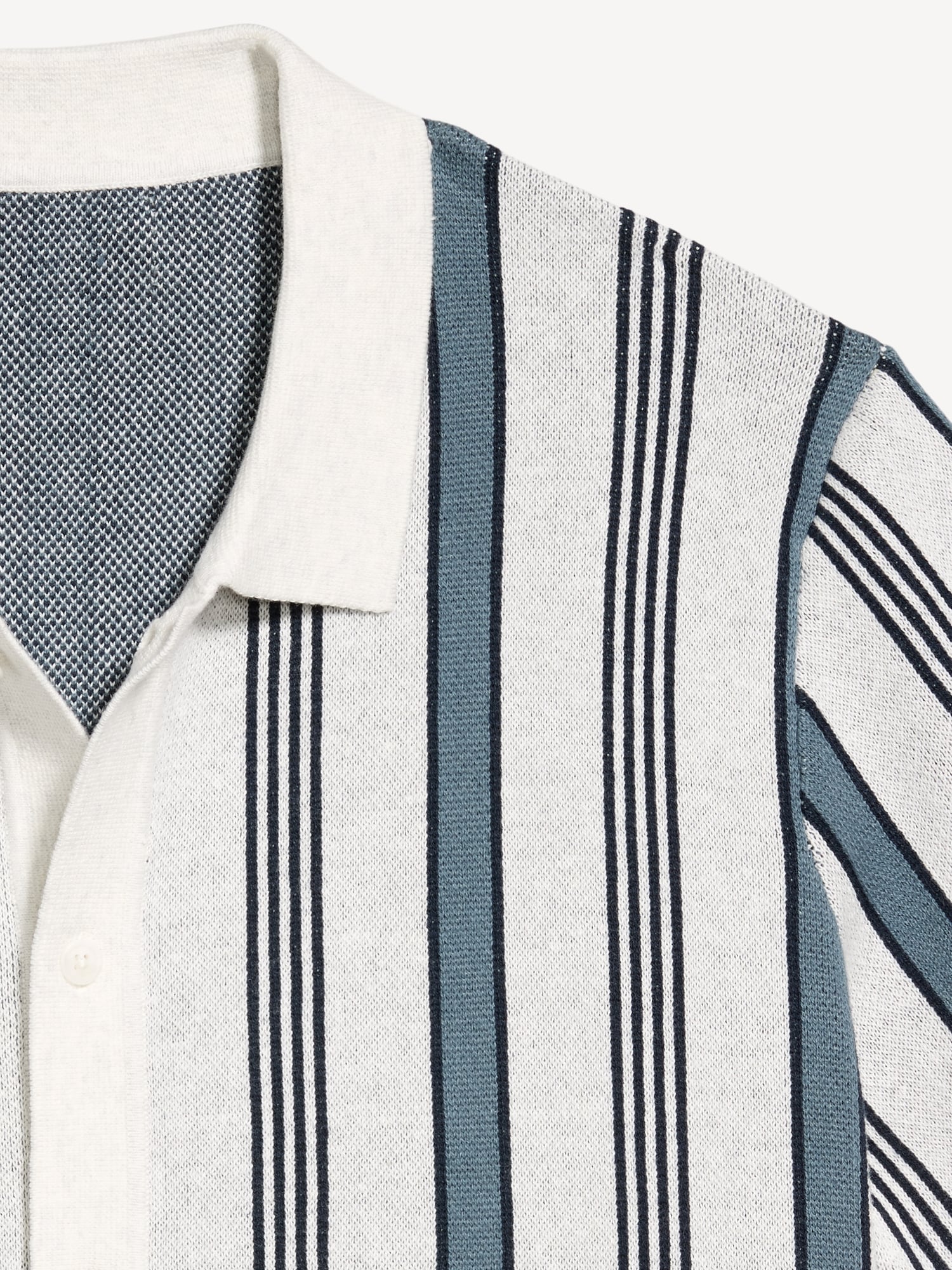 Short-Sleeve Striped Sweater Shirt