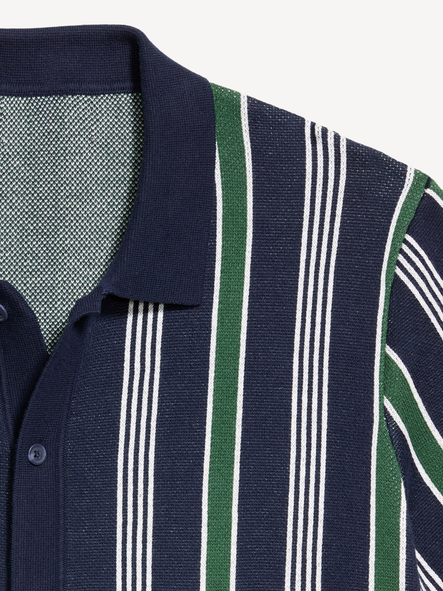 Short-Sleeve Striped Sweater Shirt