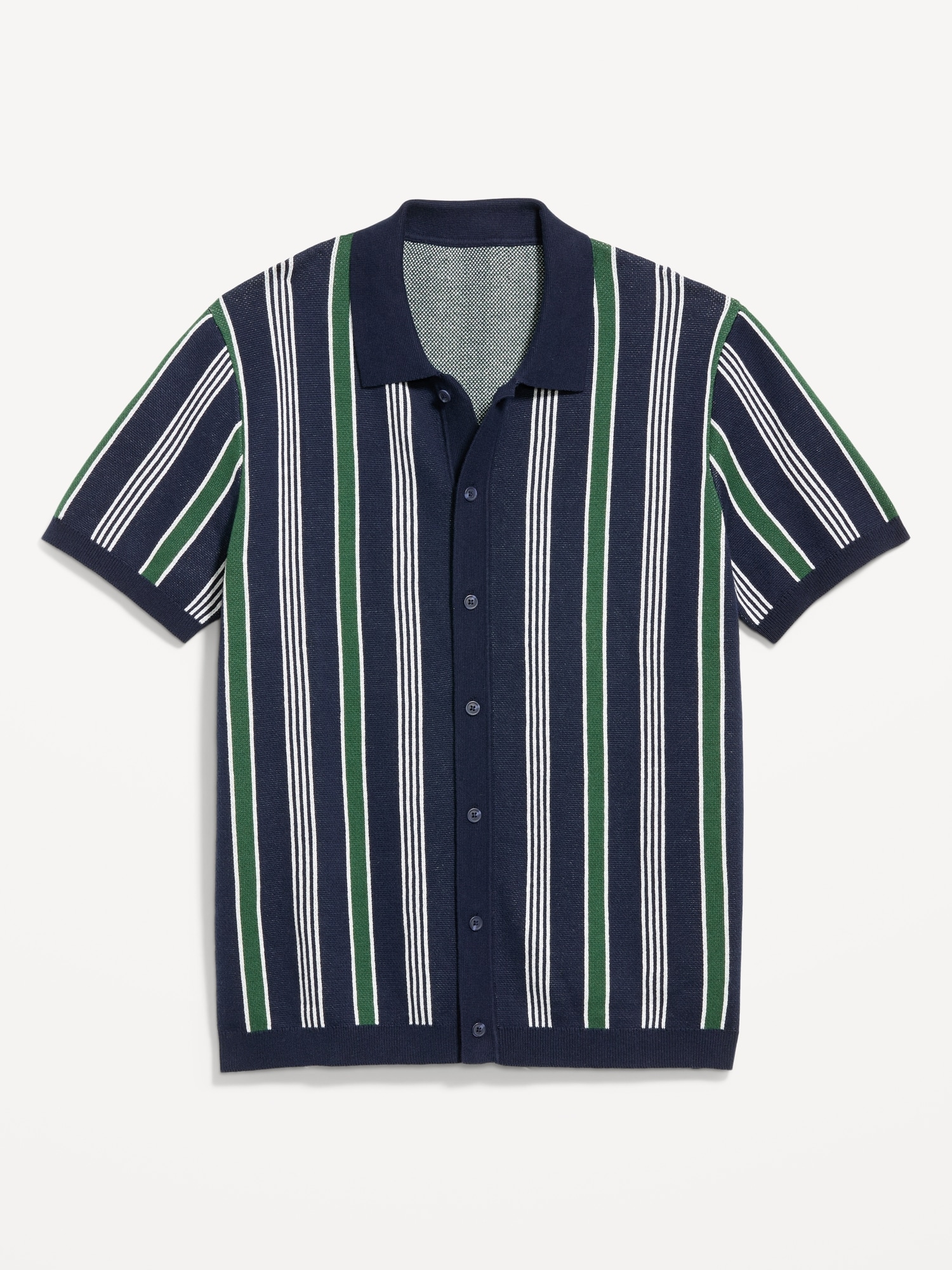 Short-Sleeve Striped Sweater Shirt